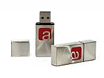 usb stick metall eckig silber logo rot