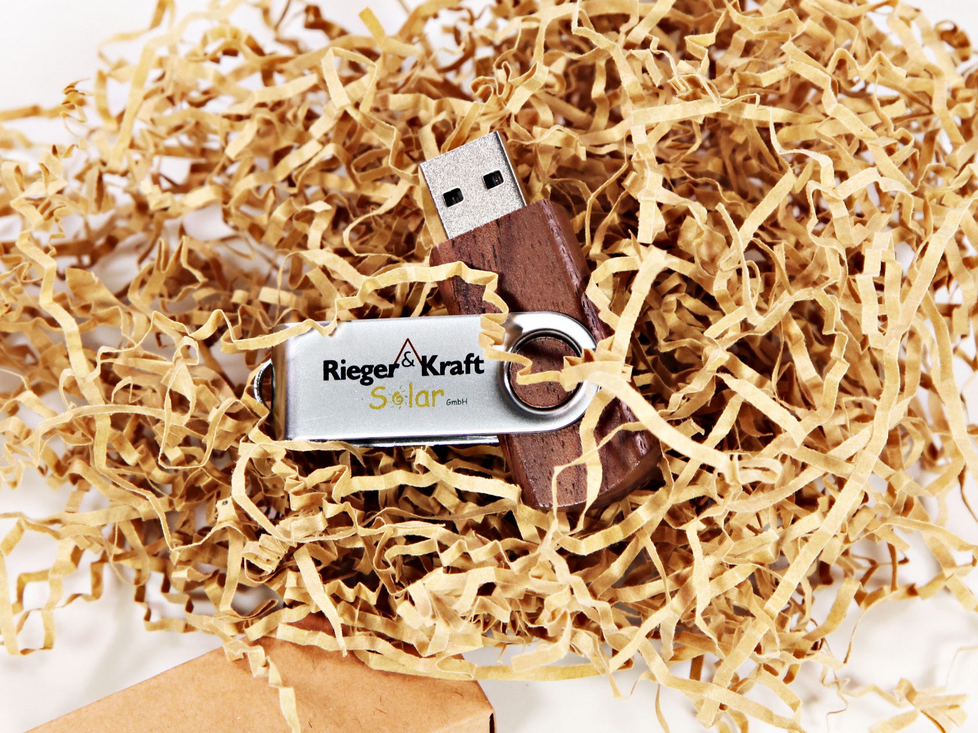 holz usbtwister dunkel nussbaum mit logodruck