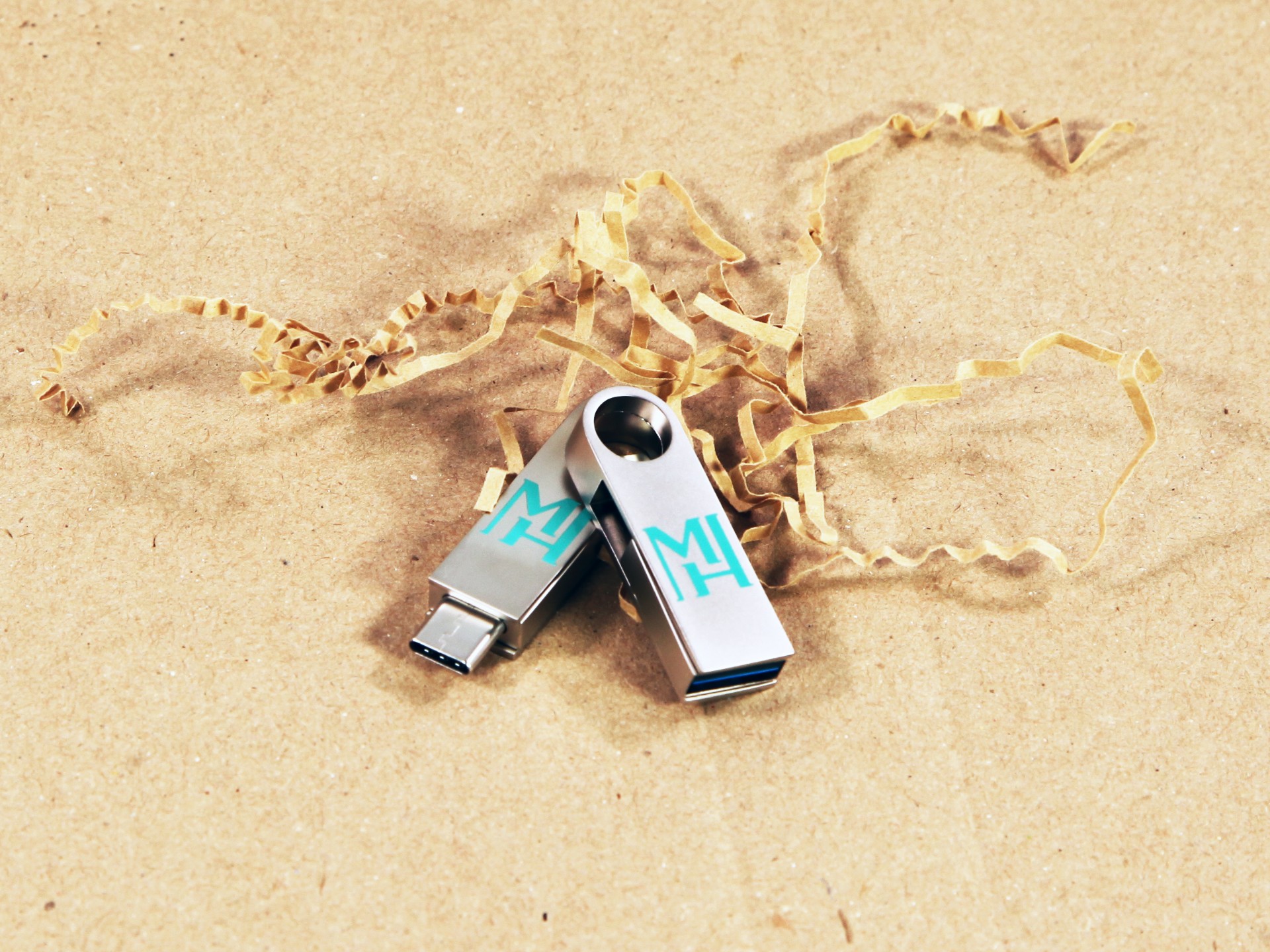 typ c doppel metall usb stick mit logo