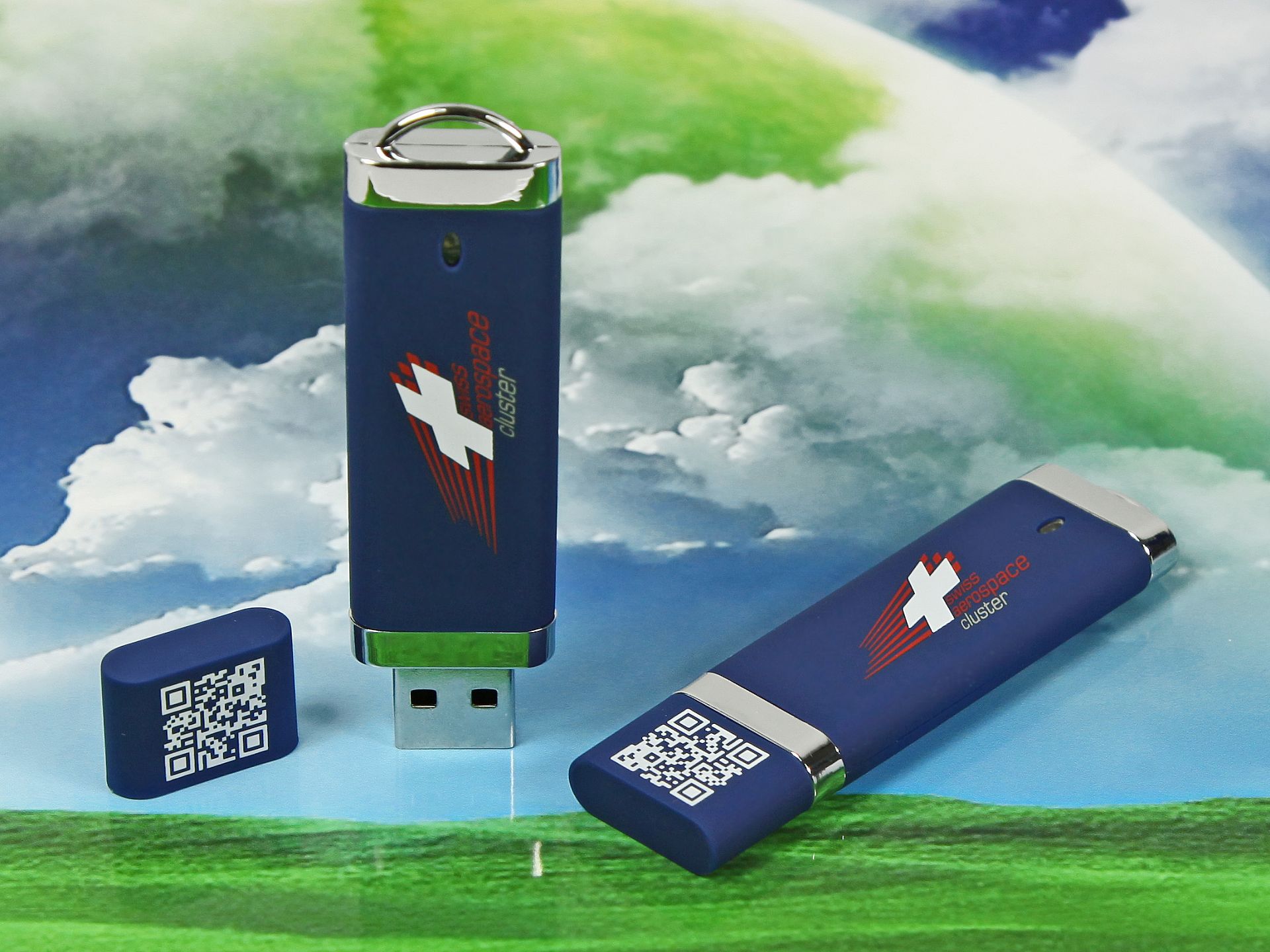 usb stick kunststoff blau edel werbeartikel