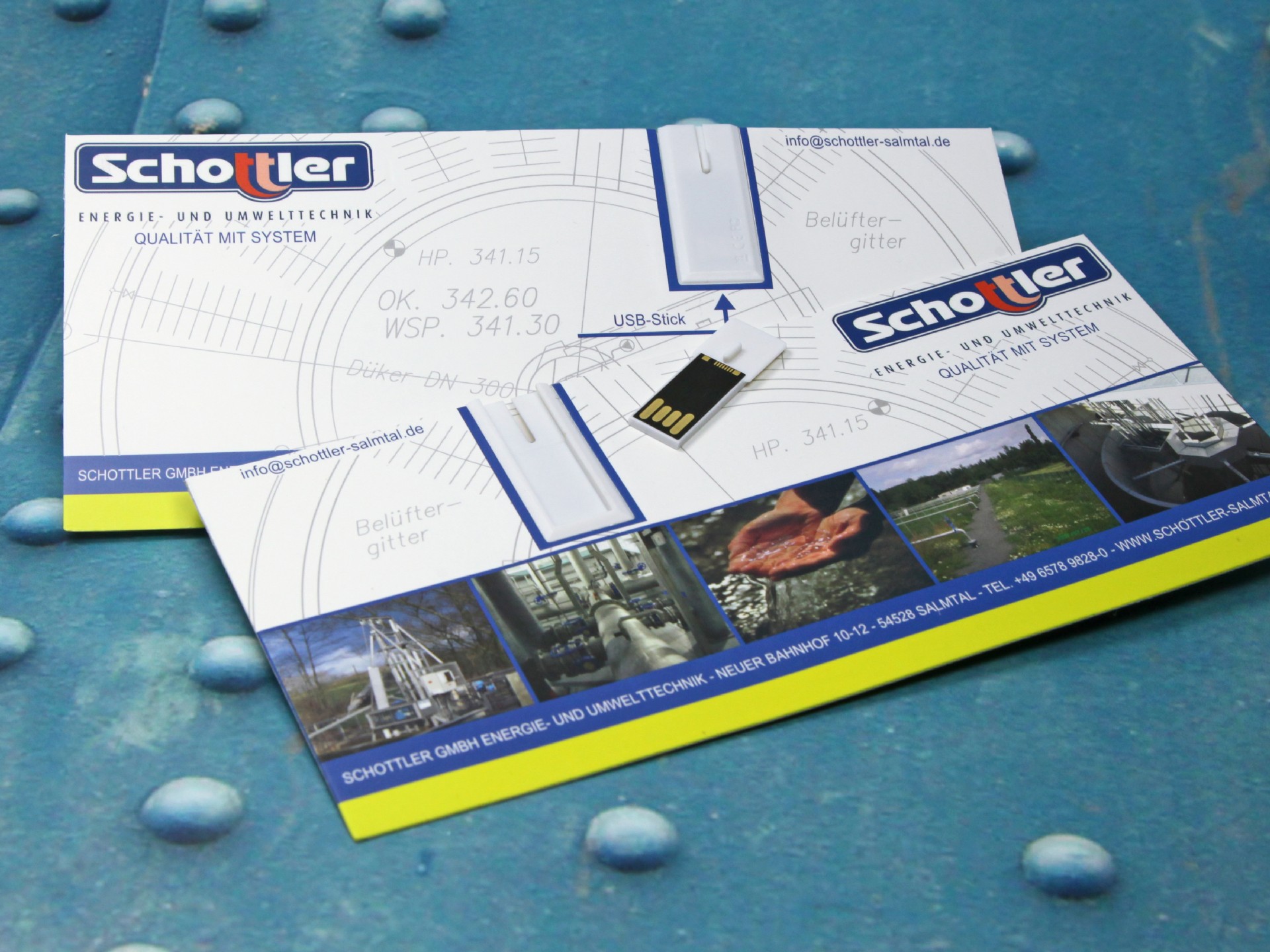 usb stick postkarte din lang werbung flyer logo